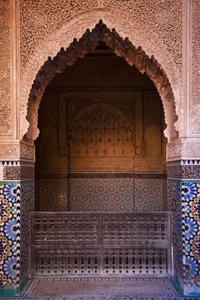جزئیات معماری در ورودی قصر شرقی در مراکش مراکش