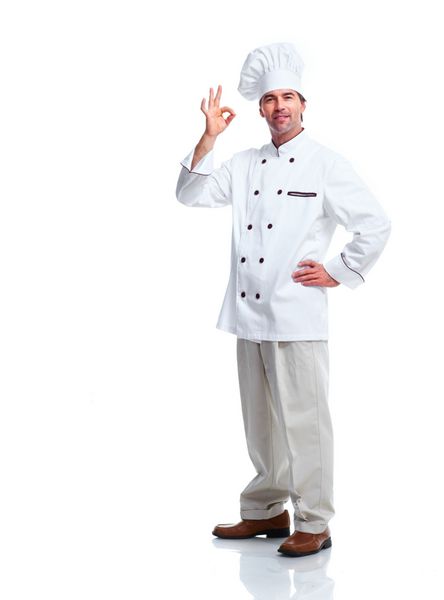 سرآشپز حرفه ای با زمینه سفید مجزا شده است