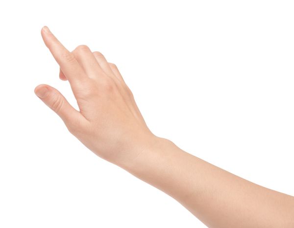 دست زن دست زدن به صفحه مجازی جدا شده بر روی سفید