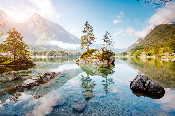 Famous lake Hintersee one of the best places on planet Picturesque scene Location resort Ramsau National park Berchtesgadener Land Upper Bavaria Germany Alps Europe Explore the world