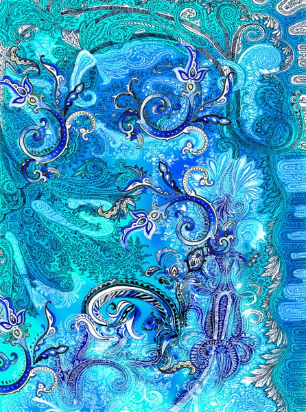 آبی رنگ دست نقاشی پازلی در پس زمینه آبی رنگ