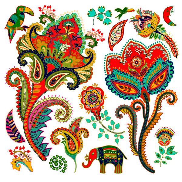 عناصر تزئینی رنگارنگ گیلاس گل های تزئینی پرنده فیل تزئین هند
