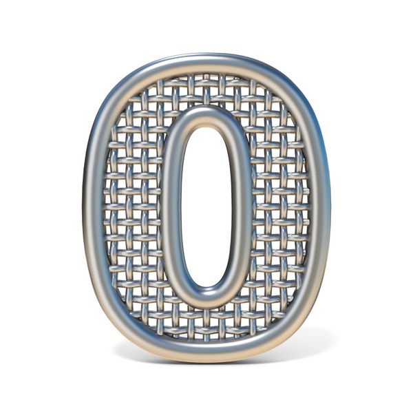 شماره فونت شمارنده فلزی مفهوم شماره 0 تصویر رندر ZERO 3D جدا شده بر روی زمینه سفید