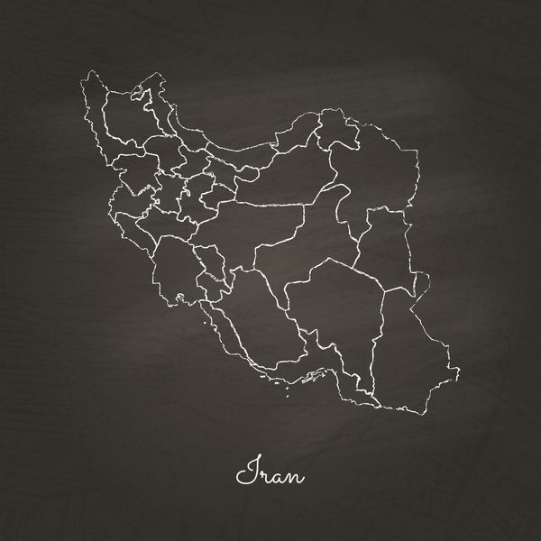 نقشه منطقه ایران دست کشیده با گچ سفید در بافت تخته سیاه نقشه دقیق مناطق ایران تصویر برداری