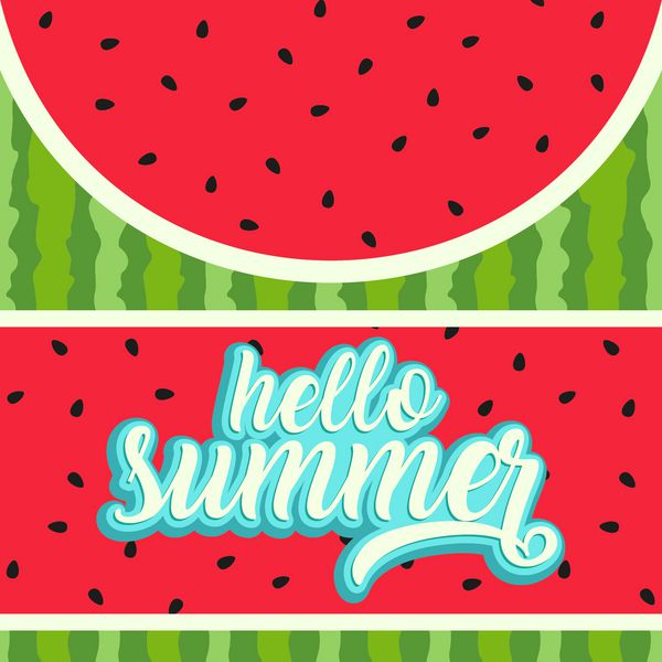 سلام تابستان کارت تبریک با پس زمینه هندوانه