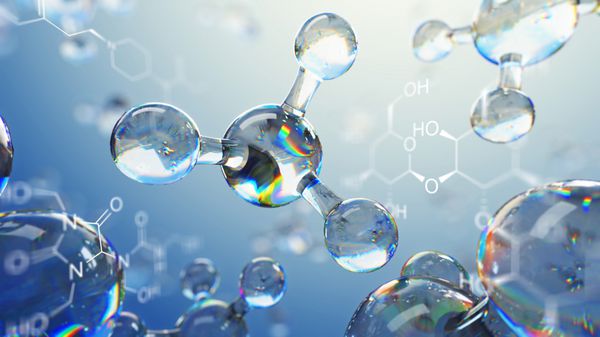 تصویر 3D مولکول مدل زمینه علمی با فرمول شیمیایی مولکول