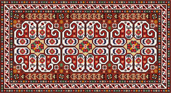 فرش موزاییک رنگارنگ Gabbeh با تزئین هندسی عامیانه سنتی الگو قاب فریم فریم تصویر برداری 10 EPS