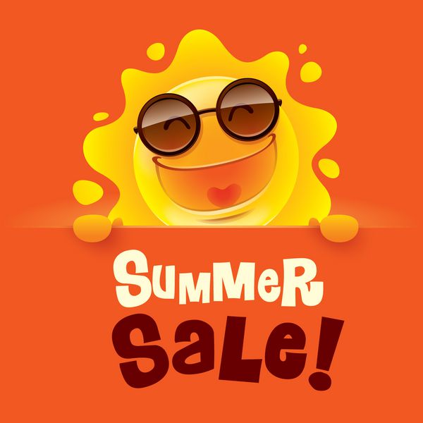 تابستان فروش آفتاب تابستانی با علامت بزرگ