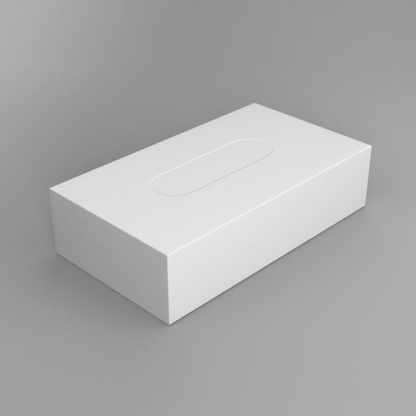 جعبه بافت خالی سفید در پس زمینه خاکستری برای طراحی چاپ و قالب الگو رندر 3D