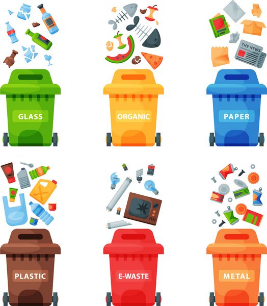 جدا کردن پسماندهای جداگانه پلاستیکی جداگانه بازیافت مجدد جداول دفع زباله دفع مجدد سطل زباله