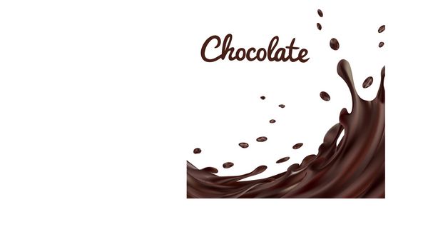 شکلات فلاش پس زمینه قهوه قهوه یا شکلات با قطره و پیچ و مهره جدا شده بر روی زمینه سفید تصویر برداری 3d