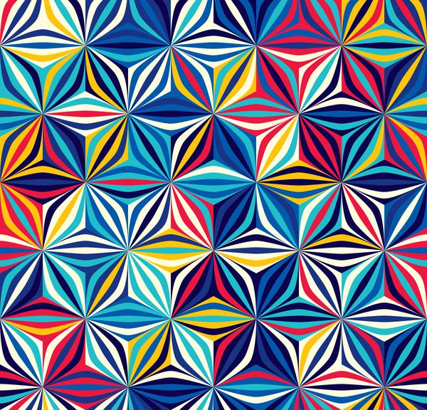 الگوی بدون درز از اشکال هندسی رنگ عناصر حجم را ایجاد می کند