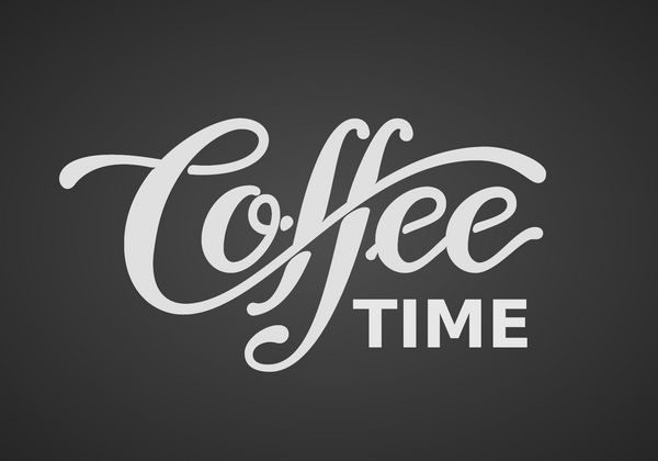 زمان قهوه نامه بر روی زمینه سیاه و سفید جدا شده است Eps8 رنگ جهانی RGB