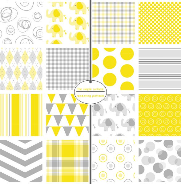 کاغذ زرد و خاکستری فایل شامل بسته کاغذ دیجیتال با 16 الگو است