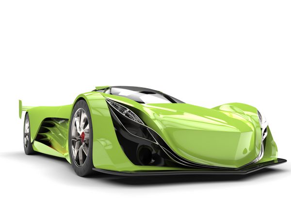 ماشین سبز مدرن مفهومی خودروی سبز 3D Illustration