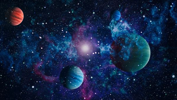 سحابی و کهکشان ها در فضا پلان و کهکشان عناصر این تصویر مبله شده توسط ناسا