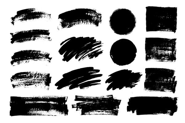 مجموعه بردار از سکته قلم مو هنری گرانج عناصر طراحی بافت برس پس زمینه سیاه و سفید خالی قاب برای متن یا نقل قول