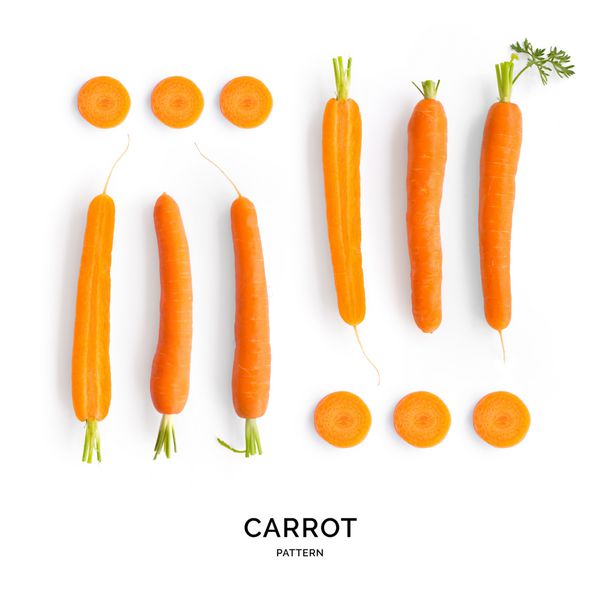 الگوی بدون درز با هویج پس زمینه انتزاعی سبزیجات هویج در پس زمینه سفید