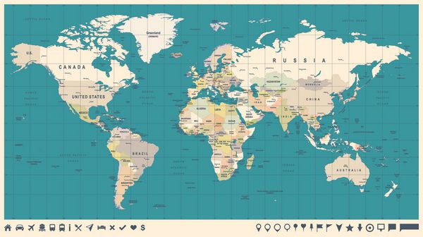 فهرست جهانی نقشه بردار تصویر دقیق دقیق از worldmap