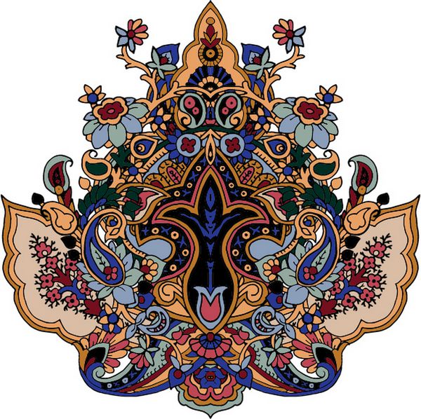 ترکیب رنگ پاستا گل لوتوس تصویر برداری تلطیف شده انگیزه های سنتی از روسیه هند ایران جدا شده بر روی زمینه سفید عنصر برای طراحی شما