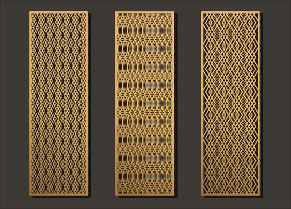 پانل های قالب برش لیزری مجموعه برش الگوی هندسی الگوی مستطیل شکل را برای فلز چوب کاغذ حکاکی استنسیل برش دهید طراحی برداری برداری