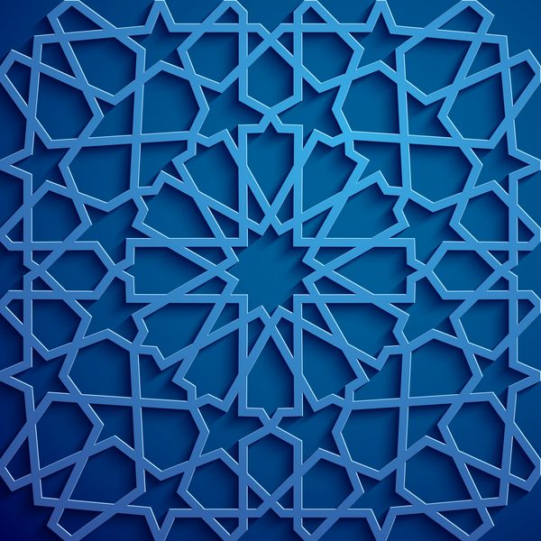 بروشور عتیقه اسلامی انگیزه فارسی عناصر الگوی گردان 3d ramadan islamic هندسی دایره ای زینت عربی نماد بردار پس زمینه آبی