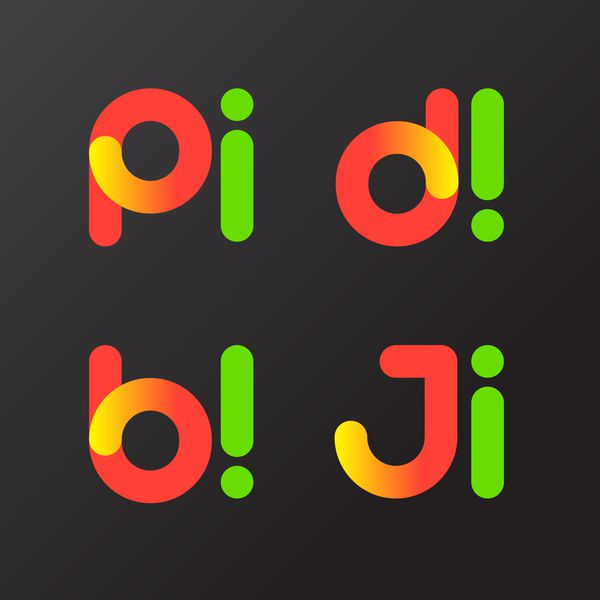 طراحی آرم فونت ترکیبی از حروف PI DI BI JI تصویر برداری
