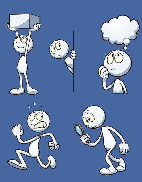 شخصیت کارتونی عمومی انجام اقدامات مختلف تصویر کلیپ هنری با شیب ساده هر یک در یک لایه جداگانه