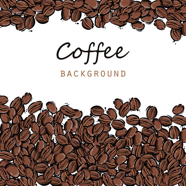 تصویر برداری انتزاعی با دانه های قهوه پس زمینه قهوه