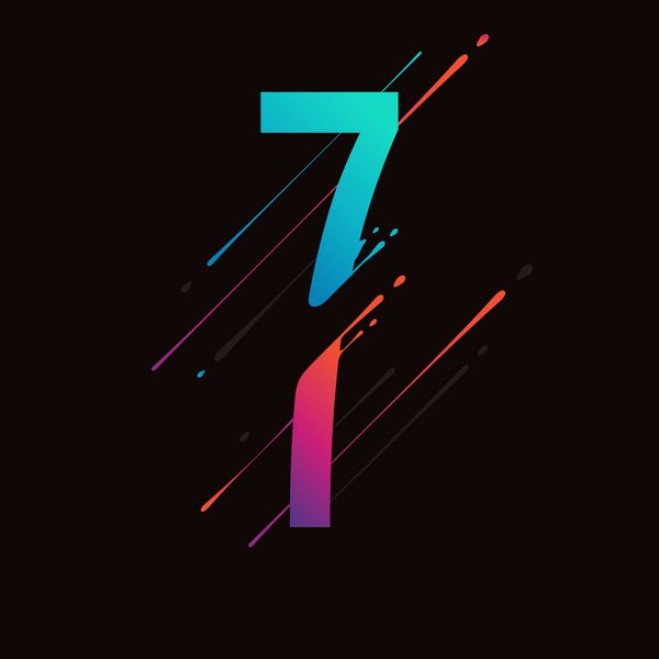 شماره رنگارنگ انتزاعی مدرن تعداد اسپری های جوش مایع پویا عنصر طراحی برداری برای هنر شما شماره 7