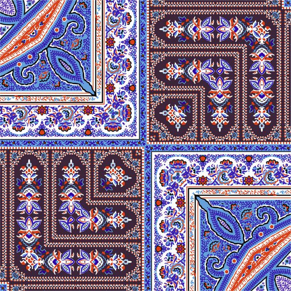 زینتی زینتی پازلی بانداندا شما می توانید این الگو را در طراحی فرش شال بالش کوسن استفاده کنید