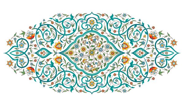 نسخه راستر عنصر arabesque برای قالب طراحی تزئین لوکس در سبک شرقی تصویر فیروزه ای گل دکور بافتنی برای دعوت نامه کارت پستال کاغذ دیواری پس زمینه صفحه وب