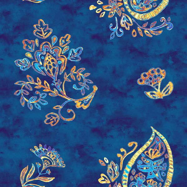 الگوی بدون درز آبی رنگ آبی رنگ دست آبی رنگ پازل برای طراحی الگوی بژ Flores الگوی زیبا برای تزئین کاشی و سرامیک پرسلن کاغذ دیواری پارچه فرهنگ سنت هندی و آسیایی