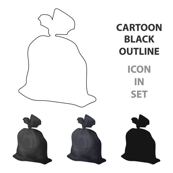 آیکون کیسه های زباله در سبک کارتونی جدا شده بر روی زمینه سفید عناصر زباله و زباله تصویر برداری