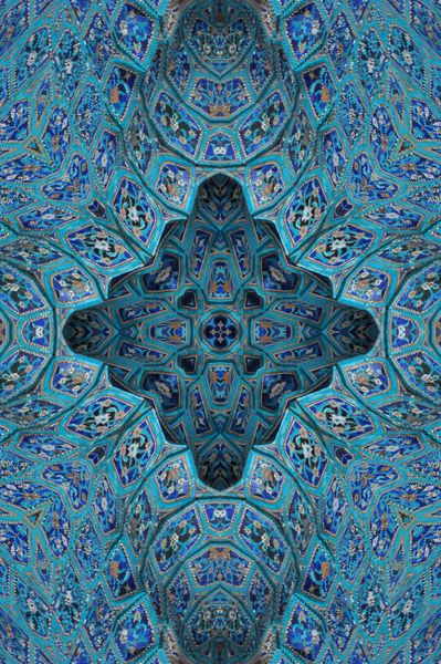تزئین آبی شرقی الگوی اسلامی الگو موزاییک