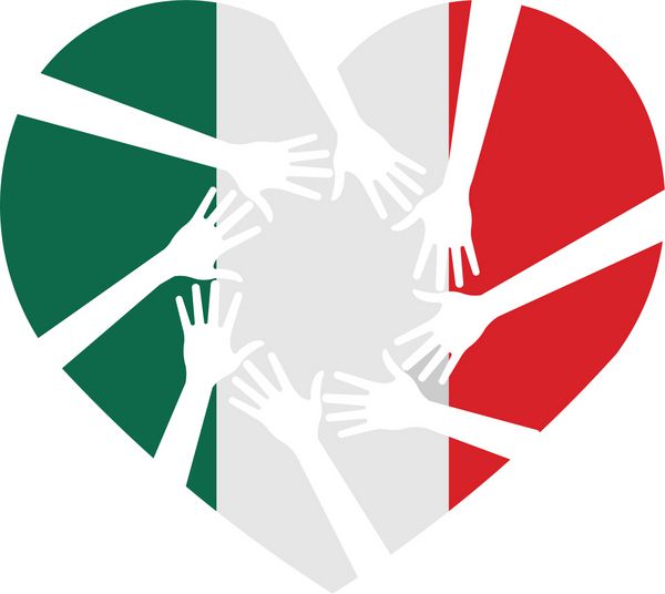 قلب و دست کمک به مکزیک تصویر برداری
