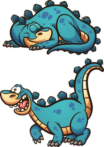 خواب و بیداری دایناسور کارتون تصویر کلیپ هنری با شیب ساده هر یک در یک لایه جداگانه