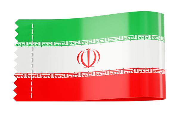 برچسب لباس برچسب پرچم ایران رندر 3D جدا شده بر روی زمینه سفید
