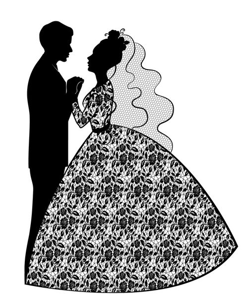 چهره سیاه و سفید یک عروس و داماد