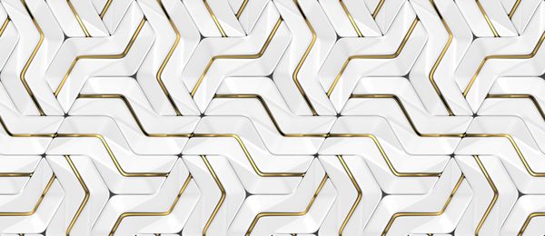پانل سفید دیوار سفید با دکور طلا ماژول های هندسی سایه دار تصویر با کیفیت بدون درز 3d