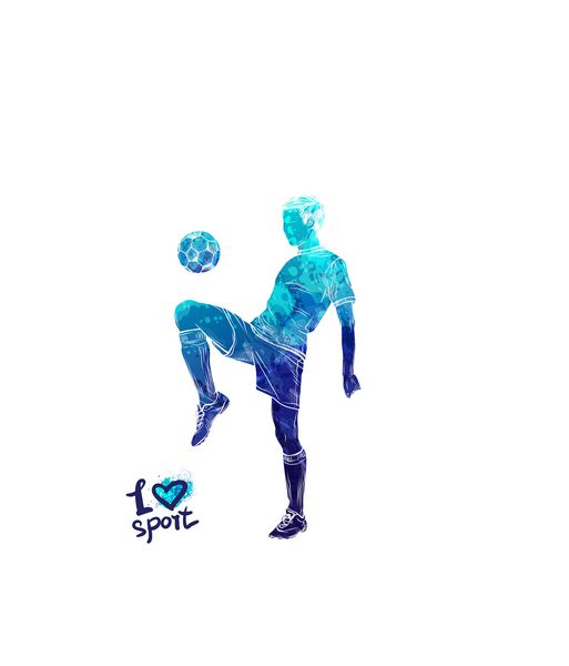 آبی رنگ بنفش از فوتبال فوتبال با توپ تصویر برداری ورزشی بردار شکل گرافیکی ورزشکار مردم فعال شیوه زندگی تفریحی مرد لوگو من عاشق ورزش هستم