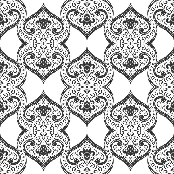الگوی بدون درز تزئینی سیاه و سفید الگوی تزئینات عتیقه های سنتی عربی ترکی هند عالی برای پارچه و پارچه کاغذ دیواری بسته بندی و یا هر ایده مورد نظر