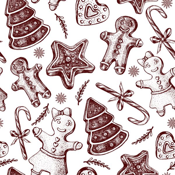 Seamless decorative pattern with Christmas and New Year