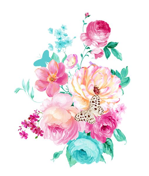 گل های زیبا برگ و گل طراحی هنری
