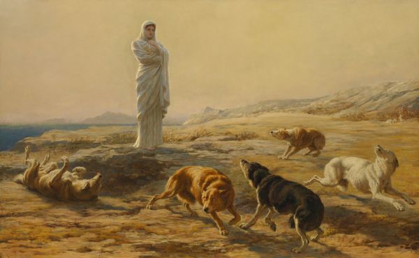 PALLAS ATHENA و اسبهای HERDSMANS توسط Briton Riviere 1876 نقاشی بریتانیا روغن بر روی بوم Riviere یکی از قرن نوزدهم بود حیوانات اغلب سگها عناصر کلیدی suppo بودند