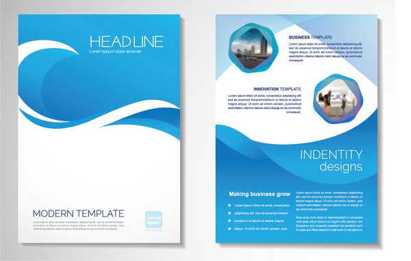 طرح بردار قالب برای بروشور AnnualReport مجله پوستر ارائه شرکت نمونه کارها فلیکر infographic طرح مدرن با رنگ آبی رنگ A4 جلو و عقب آسان برای استفاده و ویرایش