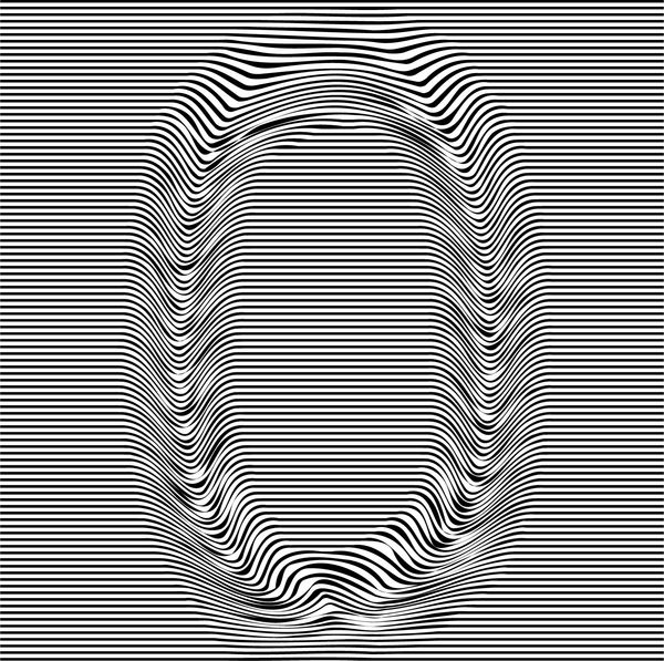 شکل بافتی با الگوی هندسی نامه 0 صفر فونت شماره نامه برداری بردار با اثر ناقص نوار افقی سیاه و سفید دیجیتال تحریف شده در پس زمینه شفاف