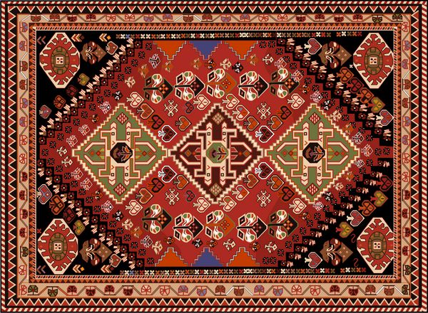 فرش ایرانی بافت بردار قبیله ای آسان برای ویرایش و تغییر رنگ و پس زمینه