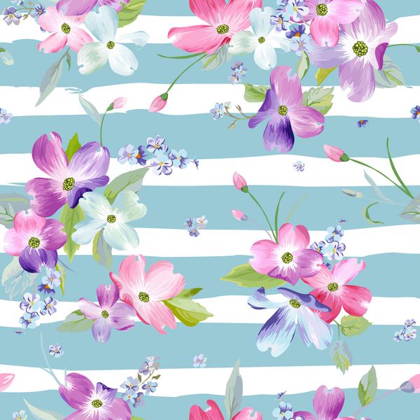 گل بدون درز الگوی گل زمینه آبی رنگ برای دعوت عروسی پارچه کاغذ دیواری چاپ دستاورد گیاه شناسی بافت تصویر برداری