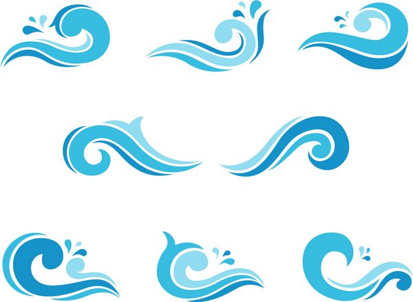 مجموعه عناصر موج موج آب آیکون لوگو